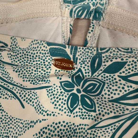 St. John Swim One Piece Swimsuit Women's Size 2 Blue Halter Padded Ruched Front - Picture 4 of 6